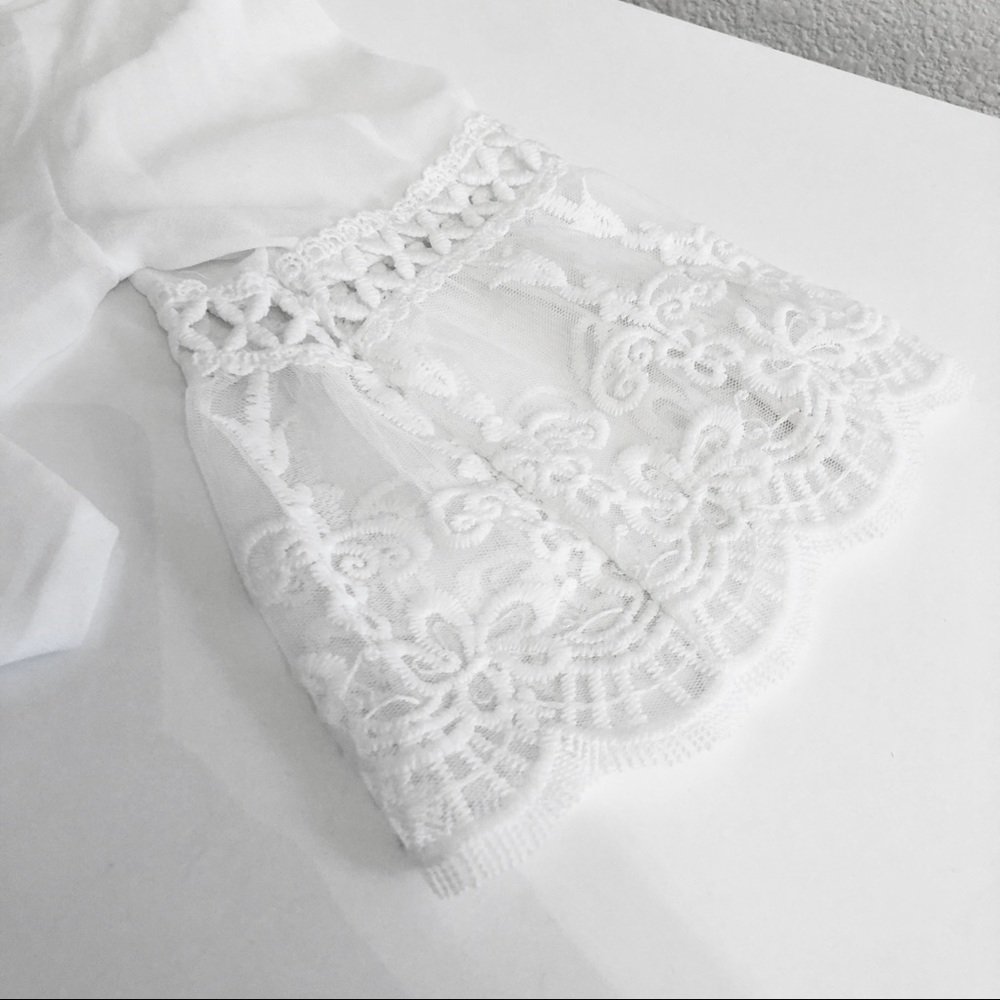 LF White Sheer Long Sleeve Tie-Front Top - Picture 3 of 4